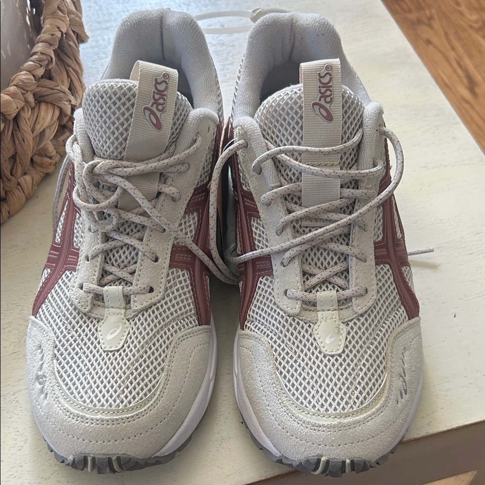 Asics White and Burgundy Running Shoes